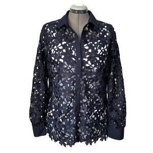 Banana Republic lace front blouse Navy L